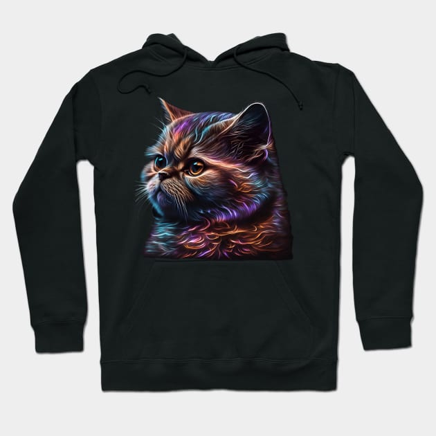 Neon Exotic Shorthair Cat Hoodie by Sygluv